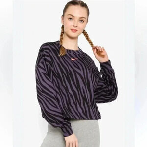 Nike Womens Sportswear Icon Clash Crew Fleece XS zebra purple black sweater